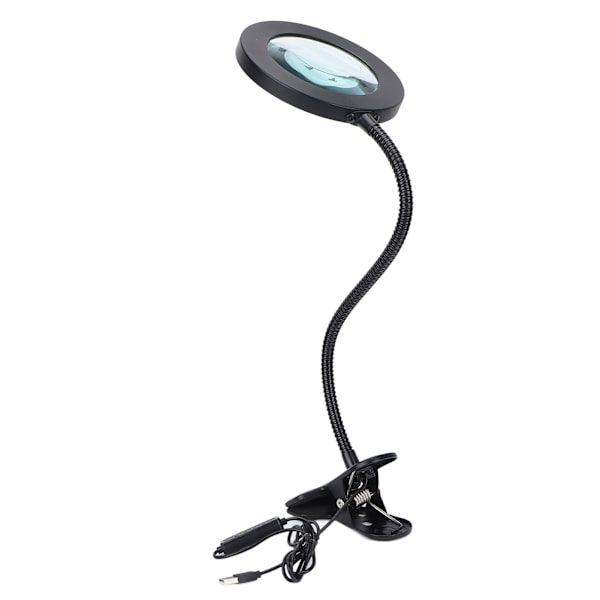 Lampa för förstoringsglas 360° rotation flexibel 3-färgs ljusförstoringsglas med metallklämma för läsreparation