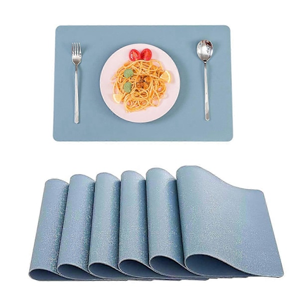 Sininen/Harmaa 6 kpl:n tablettisetti, 6 kpl PVC-tabletteja (41 x 31 cm), liukumaton, pestävä, lämmönkestävä