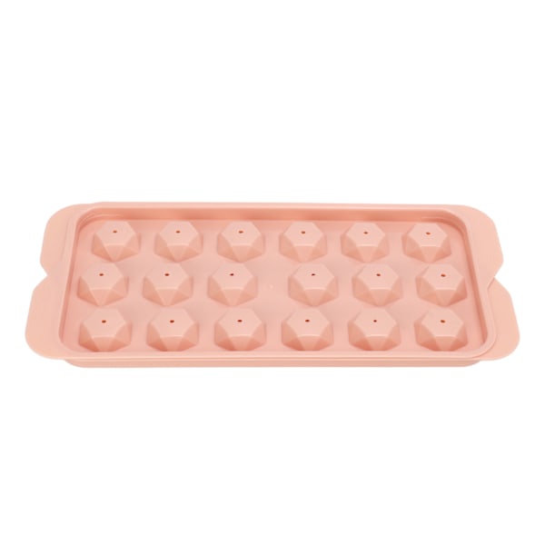 Isbakke med nem afformning, isbakkeform i fødevarekvalitet PP, isbakke med låg, sød isbakke til køleskab, diamant 18 gitre, pink