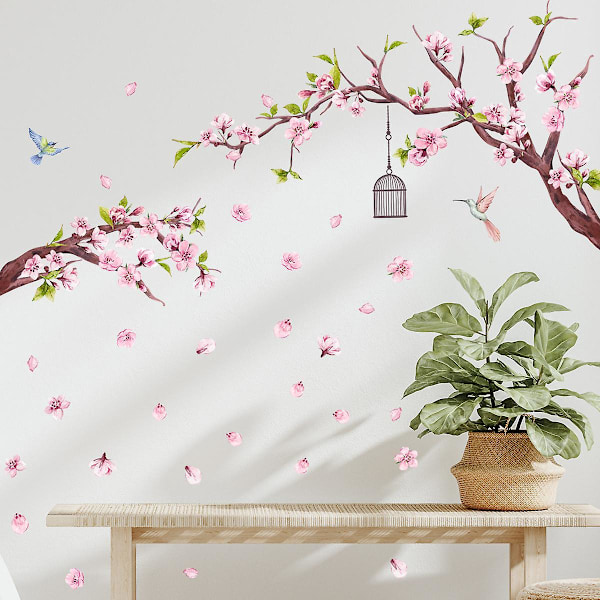 Et sæt vægklistermærker med blomstergrene til køkken, soveværelse og stue