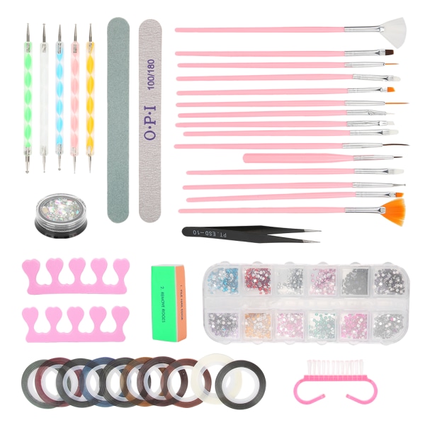 Nail Art Set Dotting Pen Verktyg Strass Dekoration Nagelfil Manikyr DIY Kit