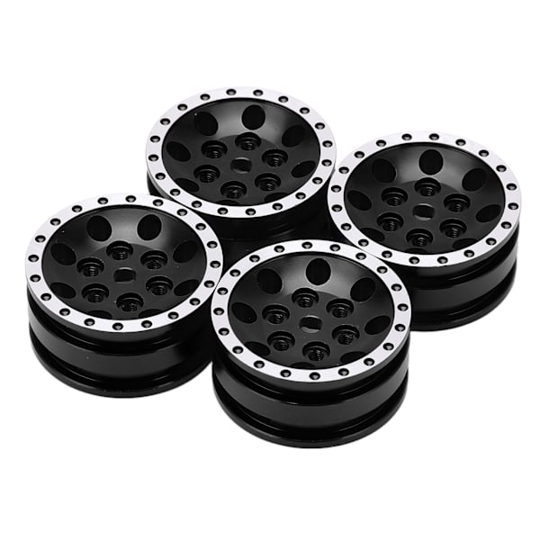 4 st metall 8 runda hål fälgnav fälgar för Axial SCX24 1/24 fjärrkontroll klättring bil svart