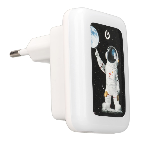 USB-vægadapter, dobbeltport, oplader, stik, touch 5V 2.4A USB-opladeradapter med LED-nattelys, EU-stik 110-265V