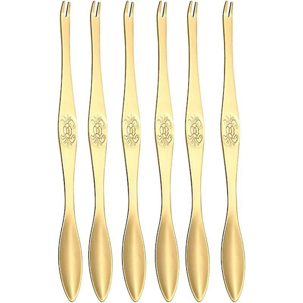 Krabbe Gafler Seafood Gafler Frugt Gafler Rustfrit Stål Hummer Gafler Picker til Hjem Restaurant (Guld) 6 stk