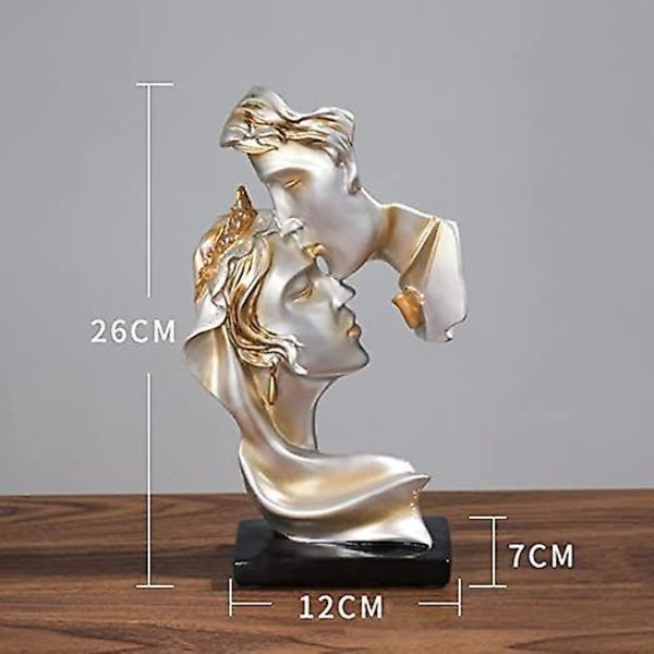 1 Stykke Kreativ Par Statue - Harpiks Statue Elskere Skulptur Moderne Kunstfigur Borddekorasjon for Hjem Kontor Stue