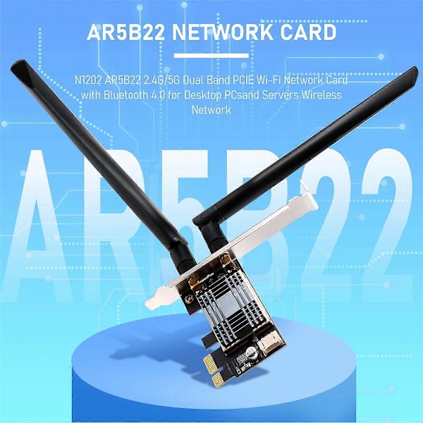 N1202 AR5B22 2.4G/5G Dual Band PCIE Netværkskort med Bluetooth 4.0