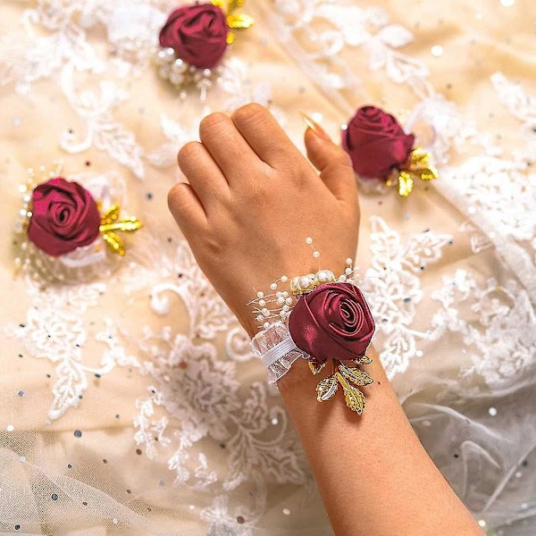 Rose Design Bryllups Corsage Sett for Bruden - Blomstertilbehør til Ball og Middag