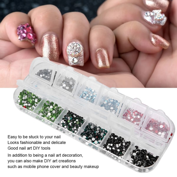 12 Grids Nail Art strassit Tee itse kynsien koristelu meikki Glitter Beads manikyyrityökalu6#