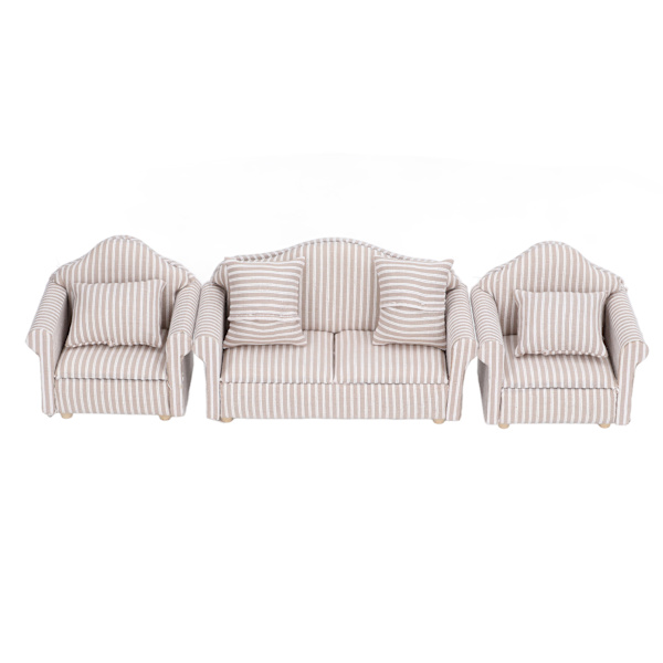Miniature Sofasæt Simulering Blød Dukkehus Sofa Tilbehør med Puder til 3 År Gamle og Der Over