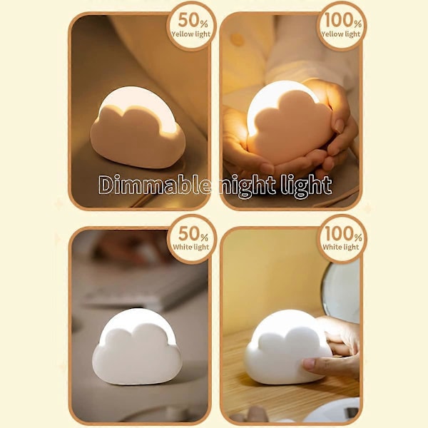 Baby Pige Sky Natlampe Soveværelse, Sød Børne Natlampe Sengelampe, Bærbar Genopladelig USB Kid LED Batteri Natlampe Gul og Hvid Belysning, Ro