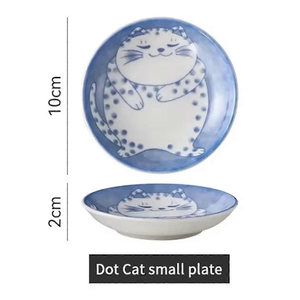 Keramiska såsskålar, Katt Tecknat Mönster, Sushi Tallrik, A
