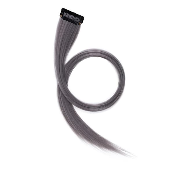 Lysegrå Rett Clip-on Hårextensions for Cosplay-fest, 55 cm Fargede Striper