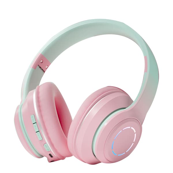 Trådløst Gaming Headset Gradient BT5.2 Forbindelse Bløde Ørepuder Farverige Lys Gaming Headset til Stationær Bærbar Pink
