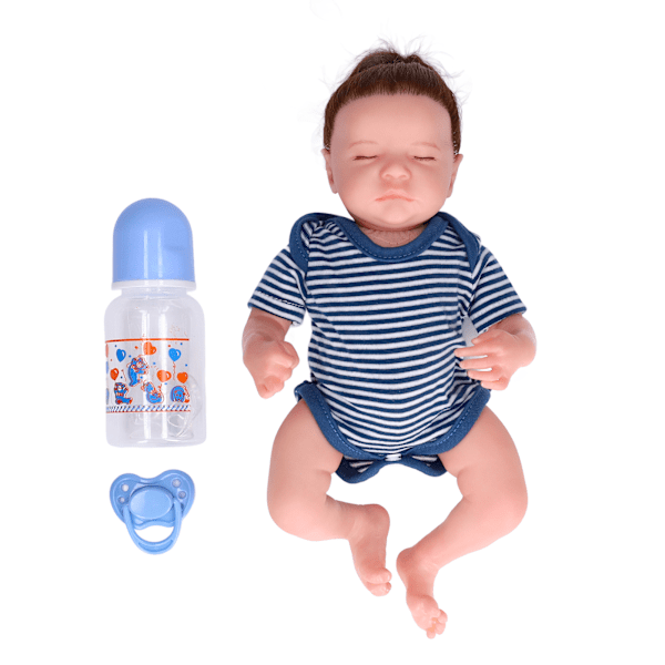 12 Tums Silikon Dockliknande Ögon Stängda Emulational Nyfödd Babydockor Tvättsbart Vattentätt Babypojke