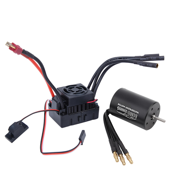 Surpass Hobby 3650 Borstlös Motor 60A ESC Svart Vattentät Set Passar för 1/10 RC Bil(2300KV )