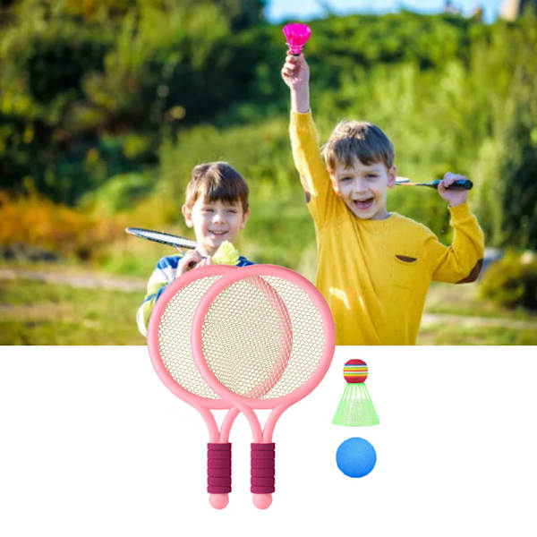 Badmintonsett for barn - forbedrer koordinasjon - tennisracketer for utendørs hagespill - rosa