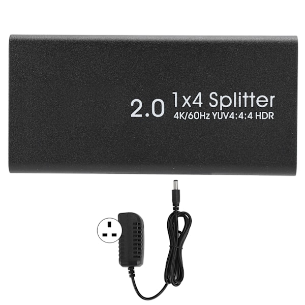 HDMI2.0 högupplöst splitter 4K 60HZ 1x4 HDMI 1 in 4 ut delad skärm 100‑240VUK
