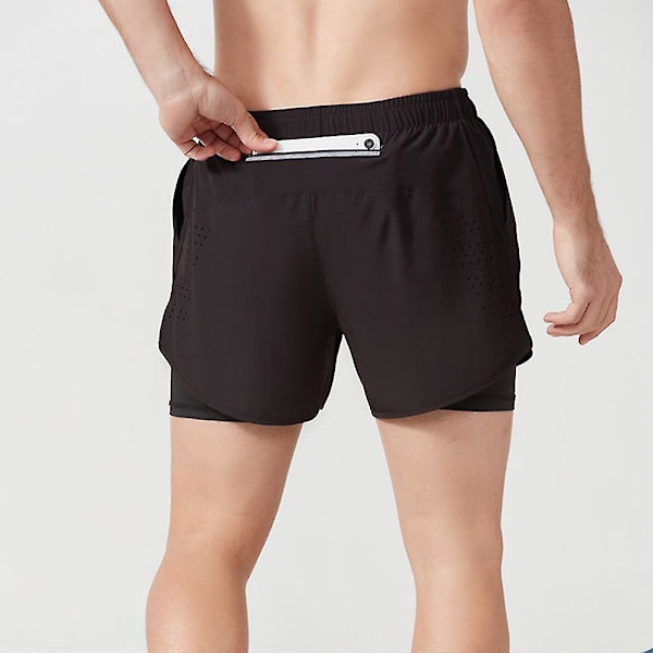 Herrshorts i dubbla lager med snabbtorkande funktion, S, fluorescerande grön