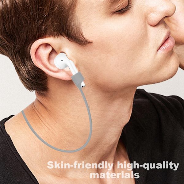 Dubbel magnetisk silikon anti-förlorad öronpropp slinga rem snöre sladd för Airpods grå