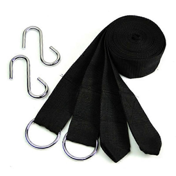 Lastkapacitet 250 kg - hængekøje træmonteringssæt inkl. 2 nylonreb webbing stropper 2,8 m lange 4,5 cm brede og 2 metal S-kroge