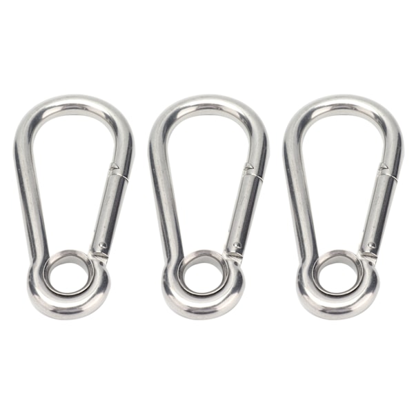 3 stk. snapkrog i rustfrit stål fjederkarabinhager med ring sikkerhedsreb tilbehør M9(9mm)
