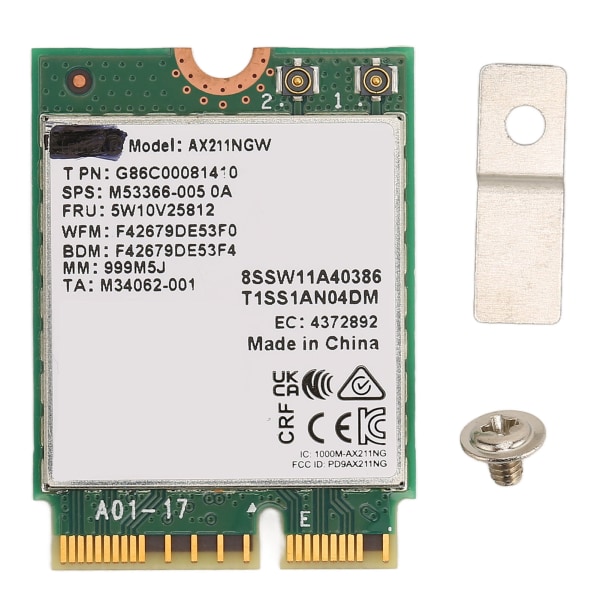 M.2 Nettverkskort AX211NGW M.2 KEY E CNVio 2 Triple Frequency 802.11ac BT5.2 Wireless WiFi Adapter Card for Win 10