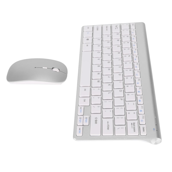 Smart Wireless Keyboard Mouse Kit Silent LED Indicator Vandtæt Strømbesparende Kompakt Tastatur Mus Sæt til Office Silver