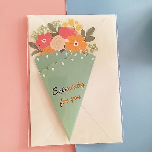 Sett med 6 mini-blomstformede gratulasjonskort for bursdager, gaver og dekorasjoner