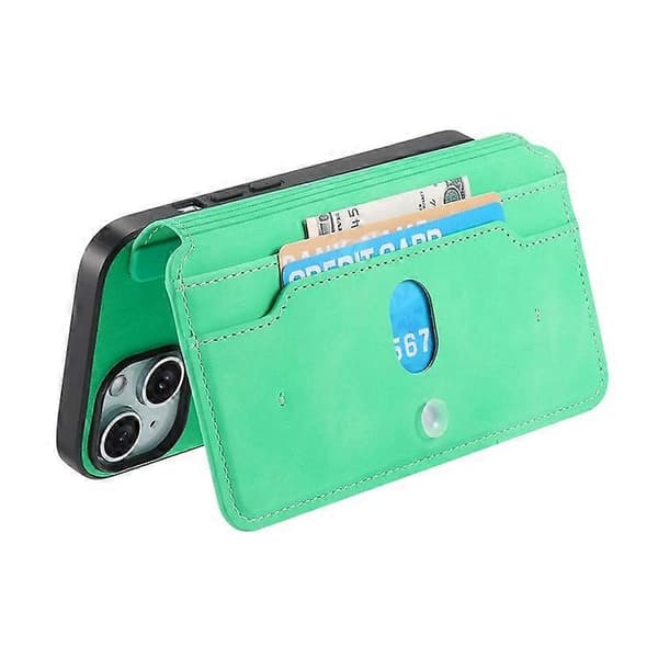 CASENEO Compatible with iPhone 16 Cross-Grain Leather Case Detachable Magnetic Phone Case Green