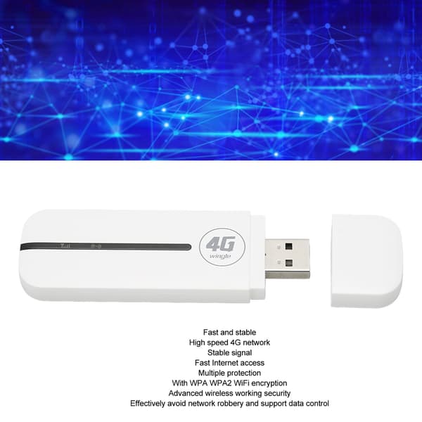 4G USB WiFi-modem Plug and Play Höghastighets Mini Pocket USB WiFi-router för bil utomhusbruk Vit