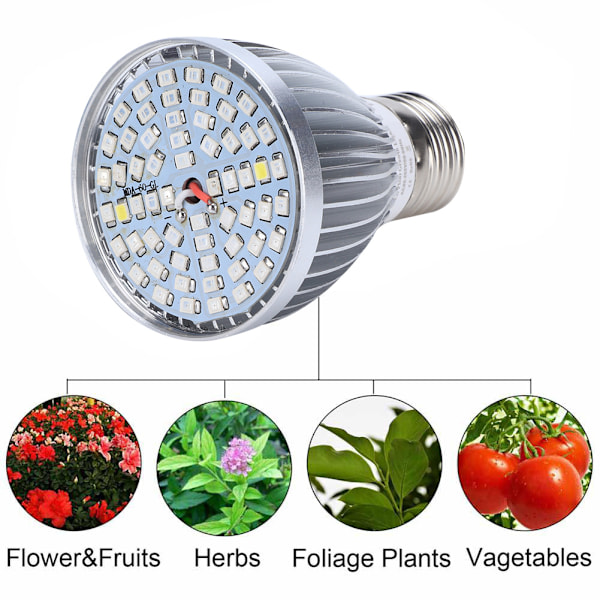 60W 60LED Full Spectrum Växtlampa Glödlampa för Växt Hydroponisk Blomplantering Odling 85-265V