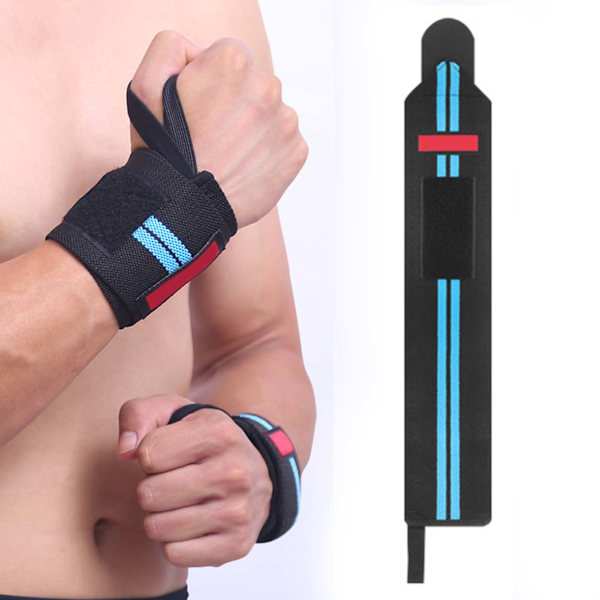 1 par handledsstöd andningsbart justerbart bekvämt handledsstöd stöd för sport tyngdlyftning och fitness svart blå