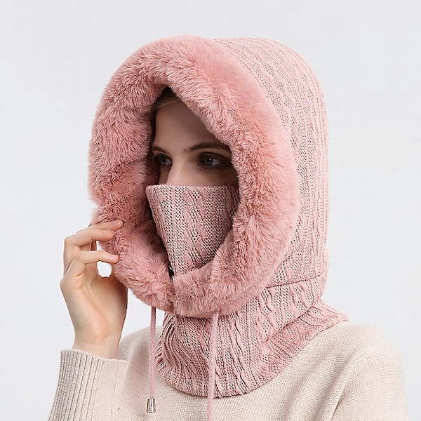 Varm Huva Vinter Balaclava Pullover Stickad Mössa för Kvinnor