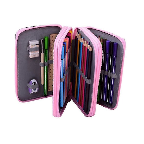 Pencil Case med 3 Rum, penalhus, poseboks Navy blå
