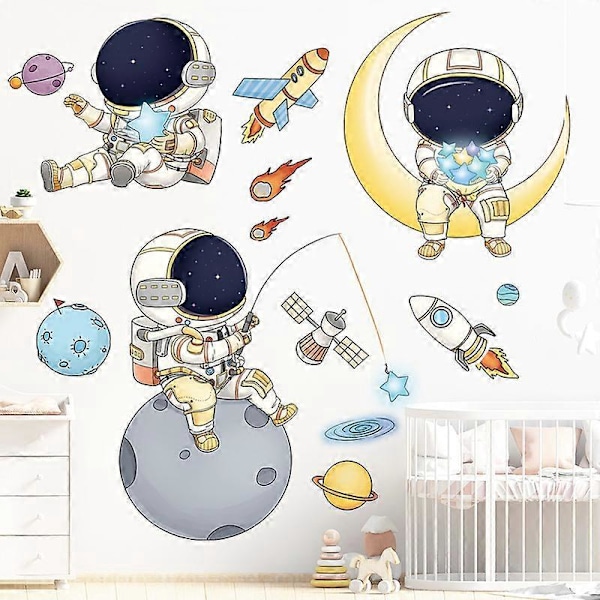 En uppsättning Astronaut Väggdekaler Väggdekor för vardagsrum Sovrum kök kontor