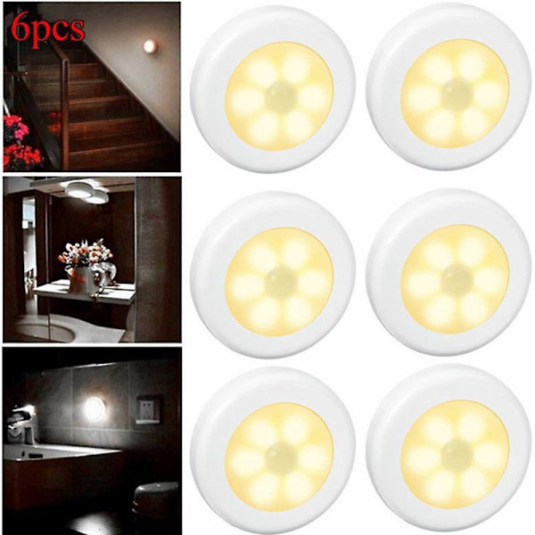 Rörelsesensorlampa - Laddningsbara LED-klädskåpslampor - 3m Lim - Klistra på Under-Skåpslampor (6-pack)