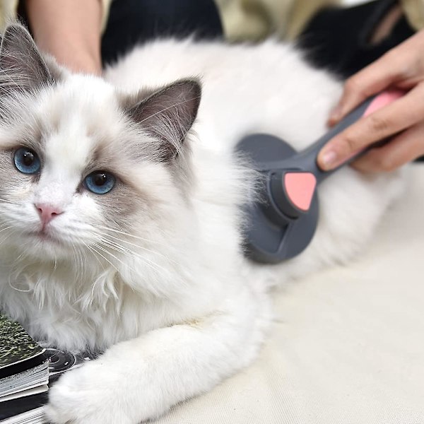 Pink Katte- og Hundebørste, Killingebørste, Selvrensende Kæledyrsbørste, Massagekam til Hunde og Katte med Kort, Mellem og Langt Hår.
