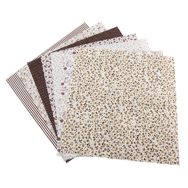 7 st 25*25 cm bomullstyg DIY blandade rutor förskurna sängkläder kit kvarter bunt kaffe prick