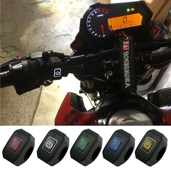 Blå 22mm Motorcykel Styrspak Brytare med LED Momentan Knapp för Elbil
