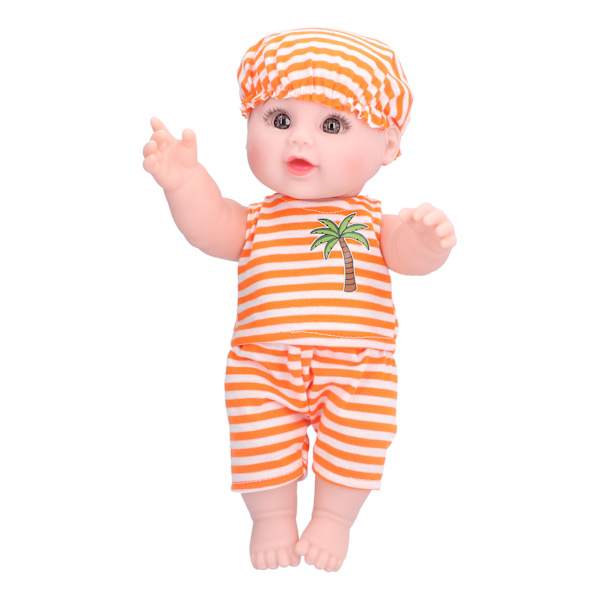 Interaktiv babydocka mjuk vinylkropp nyfödd babydocka simuleringsbabydocka orange