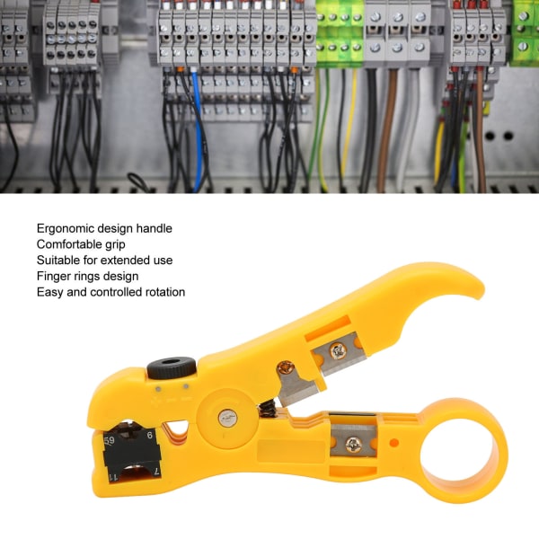 Koaksialkabel afisoleringsværktøj med fingerringe Multifunktionelt ergonomisk håndtag trådafisoler til rundtråd fladtråd