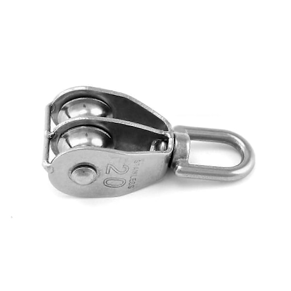 2 ST M20 Dubbel Hjulblock 304 Rostfritt Stål Vridbar Dubbel Lyftpulley_SZXM