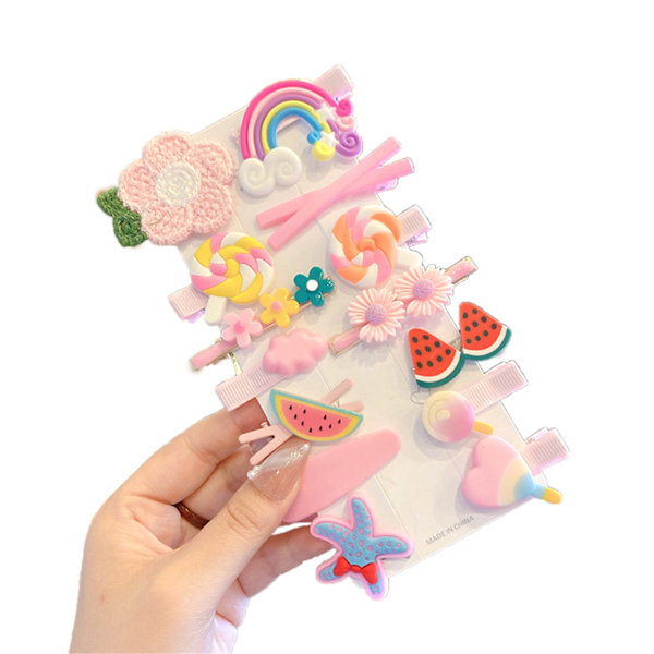 Hårklips sæt tegneserie sød prinsesse mode mix farverige pins hår tilbehør til piger baby 14pc type E