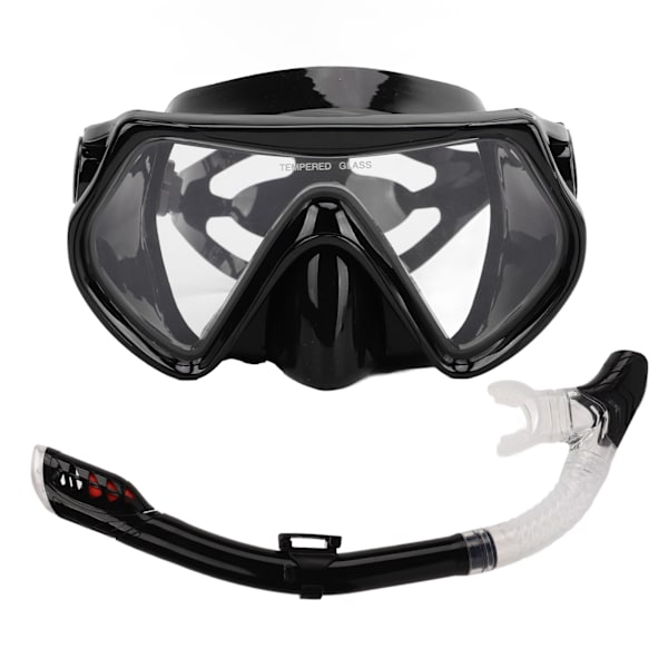 Justerbart snorklesett for voksne, snorkelbrille og pustetube, snorkleutstyr for voksne til svømmetrening, svart