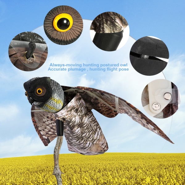 Prowler Owl with Moving Wing Garden Fugleskremsel Predator Decoy Pest