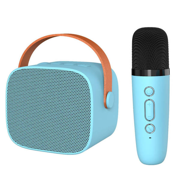 Mini Karaoke-maskin HiFi Surround Sound Bärbar Bluetooth-högtalare med mikrofon för hem utomhus himmelsblå