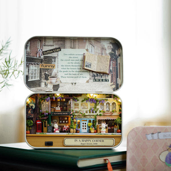 DIY Miniature Håndlavet Æske Dukkehus Gamle Dage Tema Mini Dukkehus (Gadehjørne)
