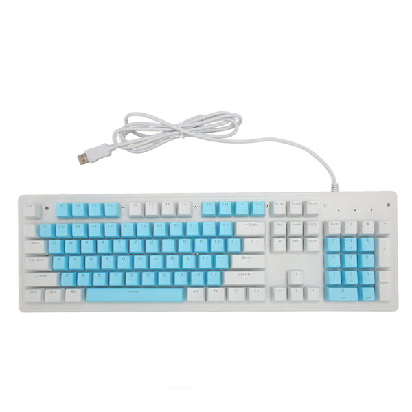 Gaming tastatur USB 104 taster mekanisk switch RGB baggrundsbelyst 4,9ft kabel kablet tastatur til stationær bærbar computer brun switch (blå hvide taster)