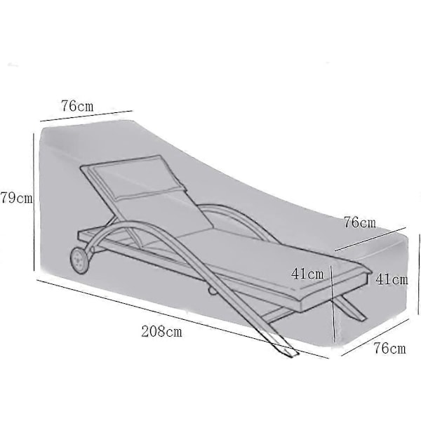 Solstolsskydd Vattentätt Utomhus Solbäddsskydd Trädgårdsmöbelskydd 208x76x79cm Svart och Grått