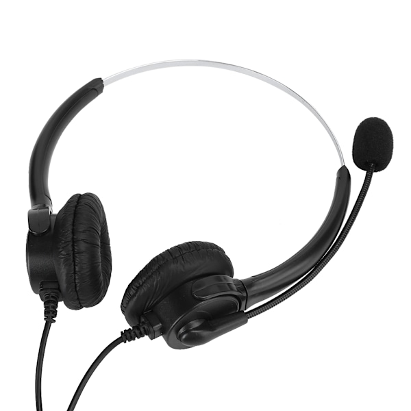 Binauralt headset til stationær computer med ledning, mikrofon og fleksibel, roterbar PU-læder
